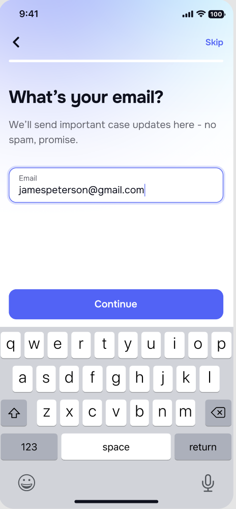 Client portal welcome screen with guided onboarding