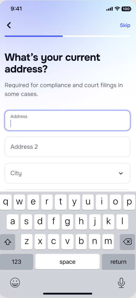 Client portal onboarding progress