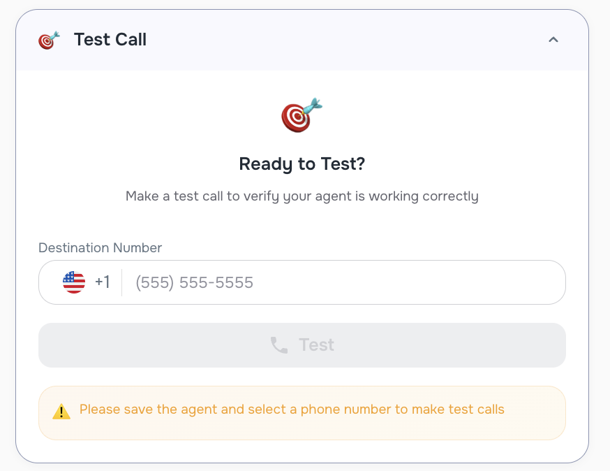 Test agent flow with phone number entry and Save & Publish button