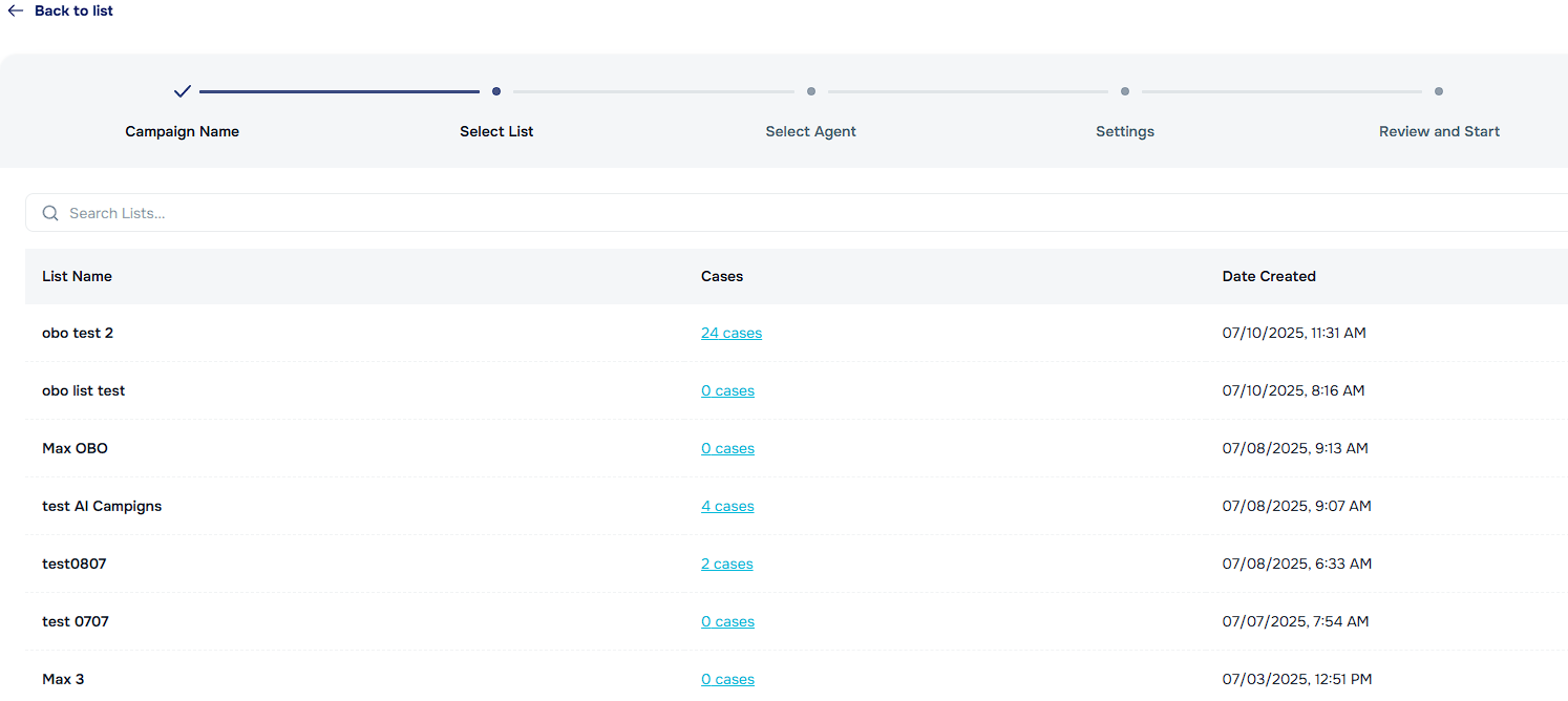 Lists and Clients for campaign
