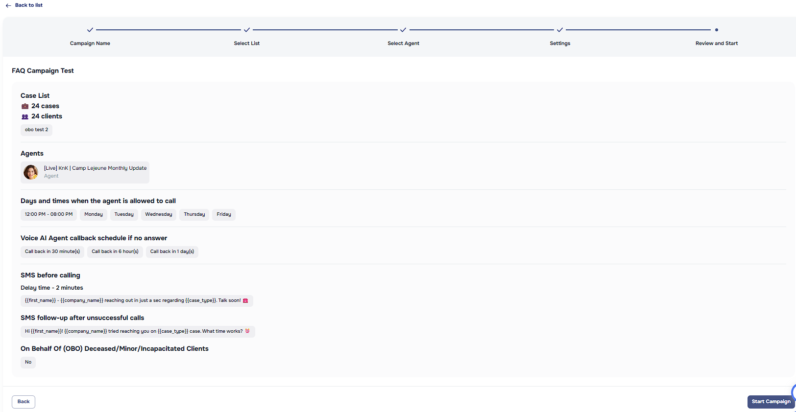 Review, test, and launch campaign