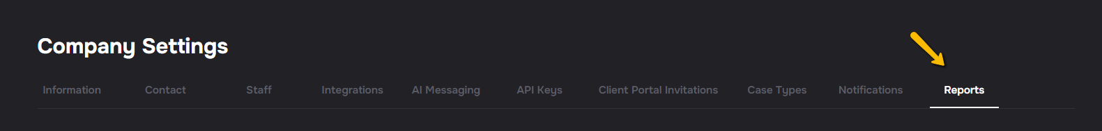 Reports option in top menu for Usage Reports