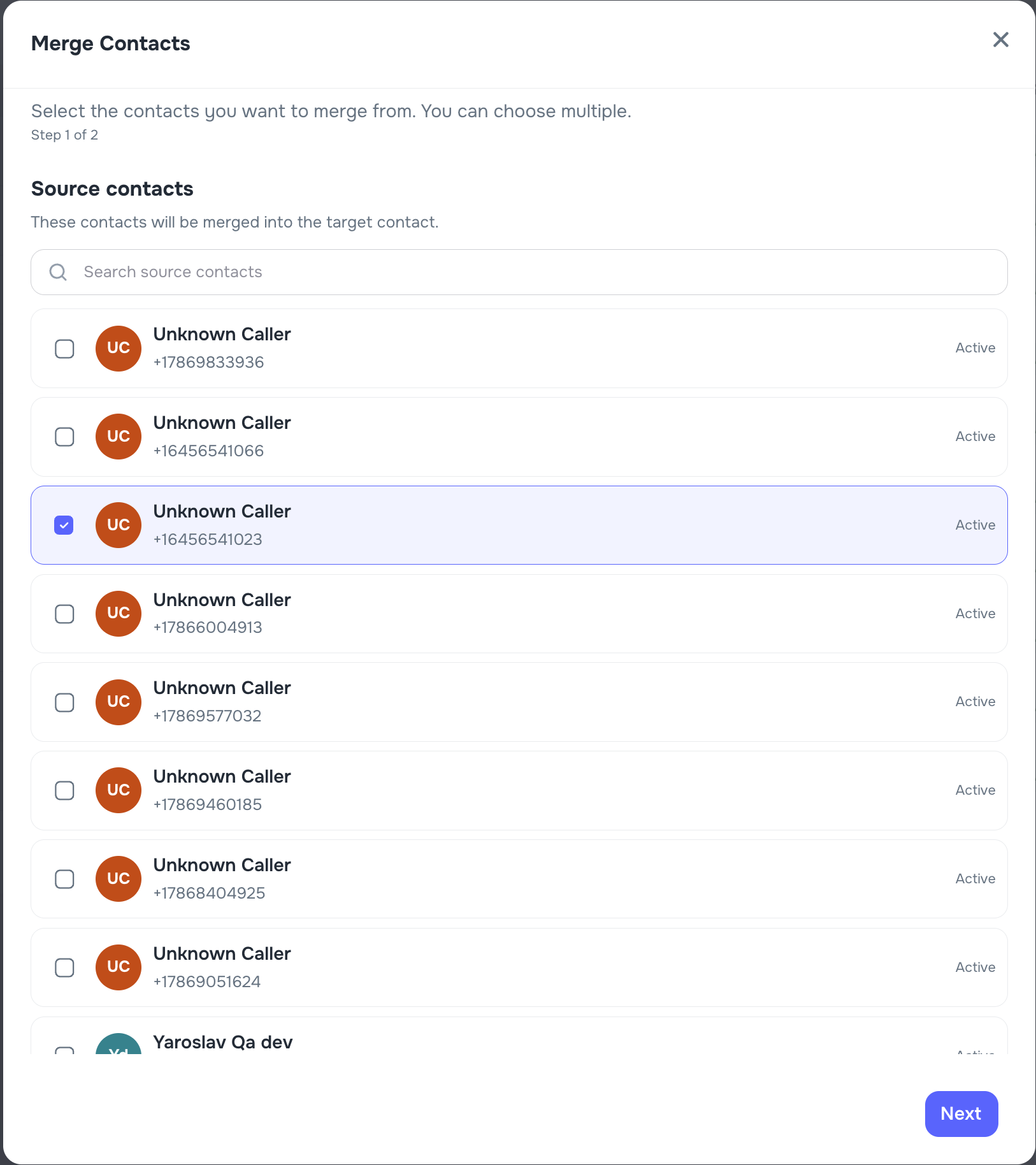 Override primary phone when merging Unknown Caller