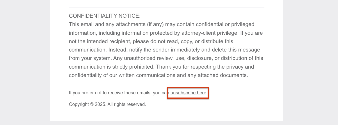 Unsubscribe link and preference page in Kayse emails
