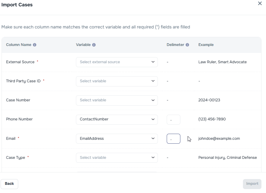 Import file with multiple phone numbers and emails per column using delimiter