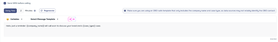 OBO question when setting up AI Campaign or sending messages