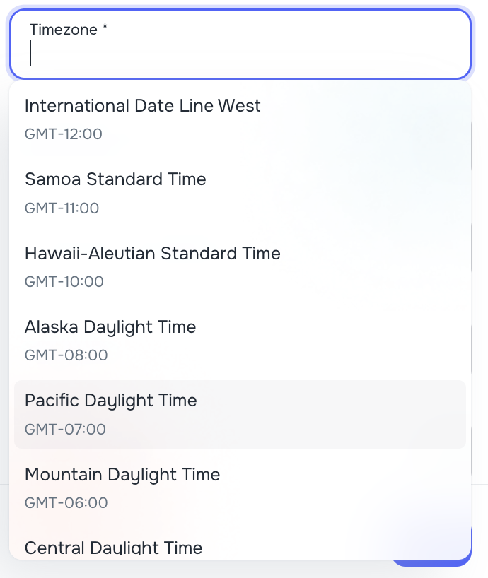 User-friendly time zone labels in web app