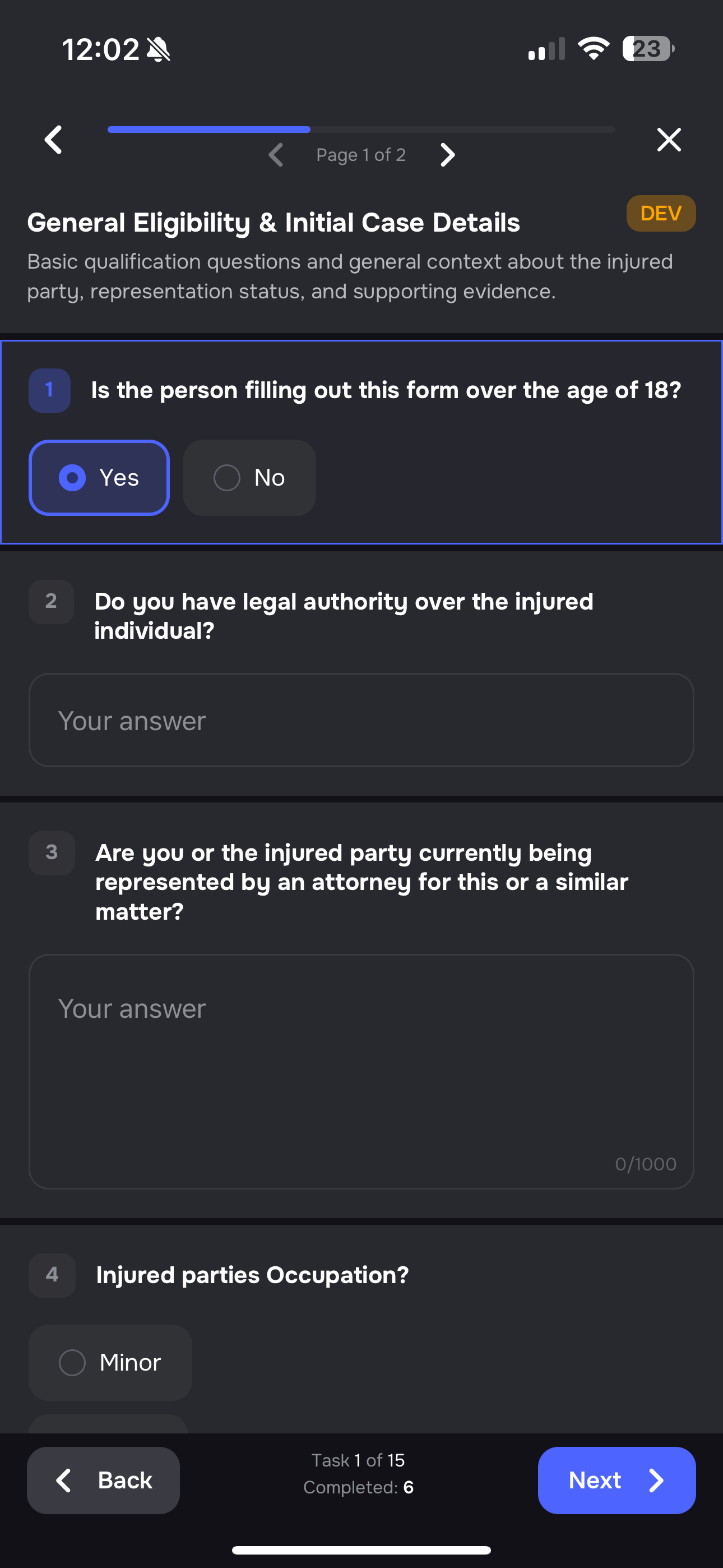 Mobile form completion interface