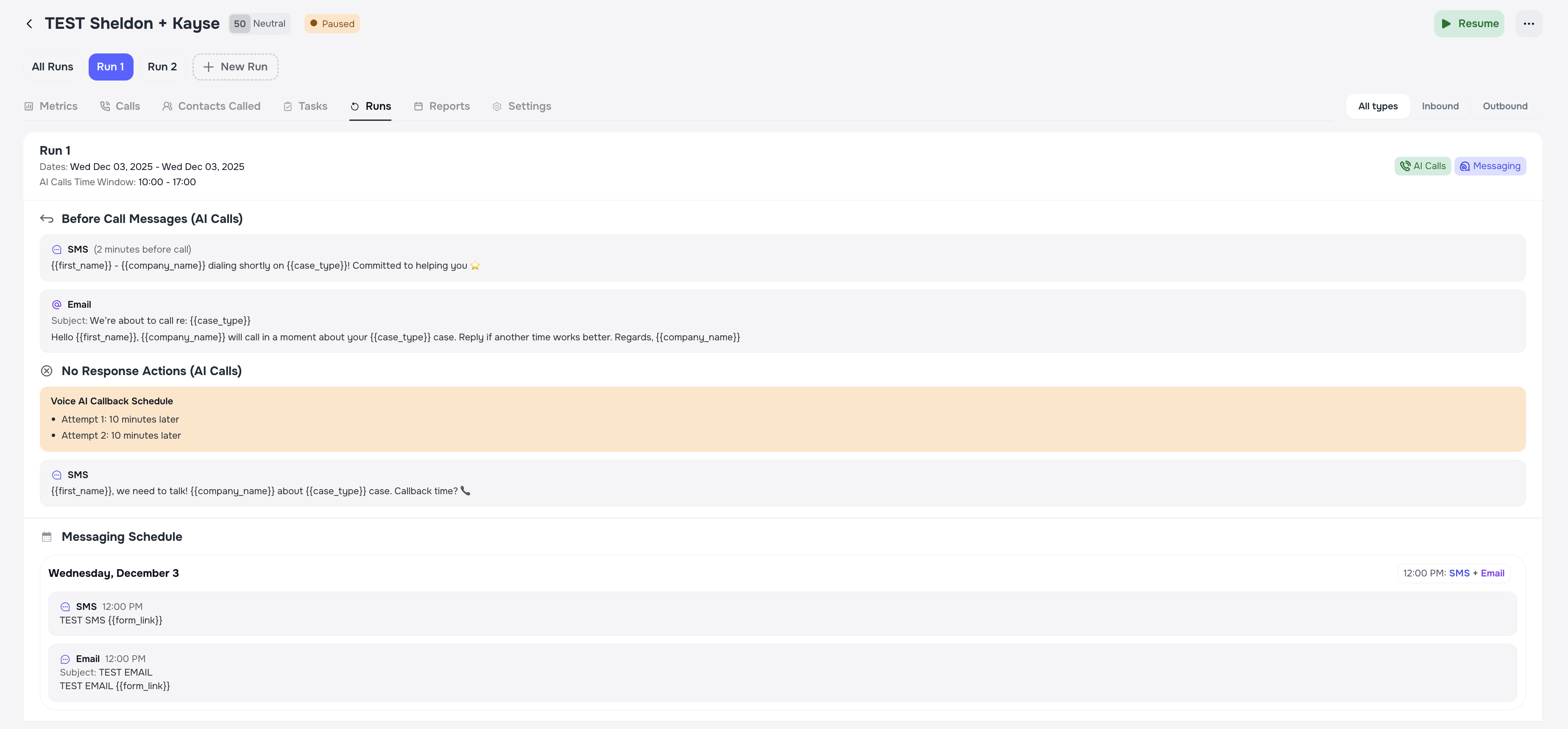 Campaign Run time window and day-of-week configuration