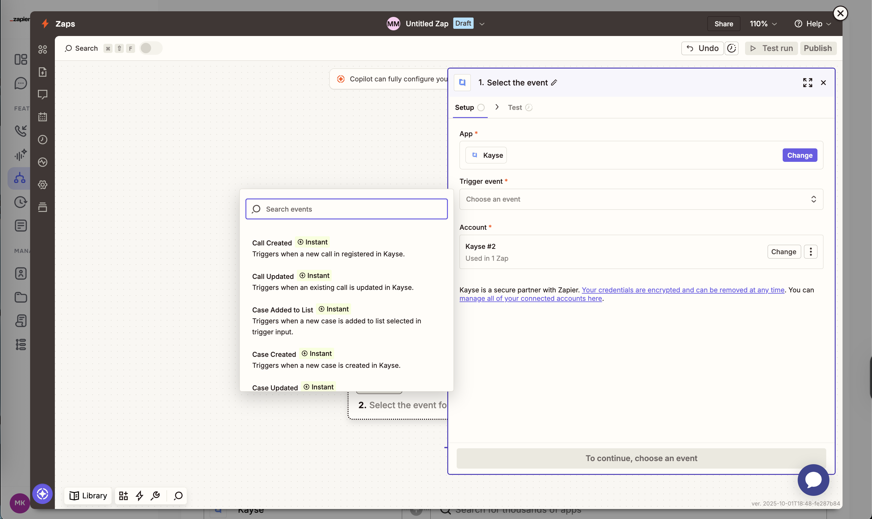Kayse Trigger selection such as Case Created